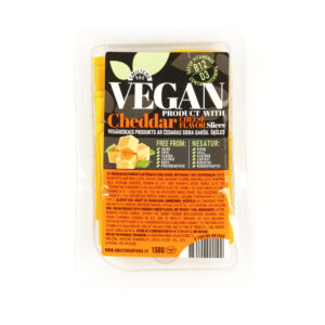 VEGAN PRODUCT WITH CHEDDAR CHEESE FLAVOR SLICES
